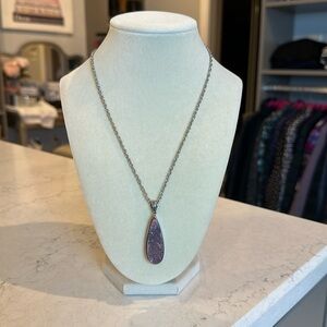 Kinsley Armelle silver tone with purple stone pendant costume necklace